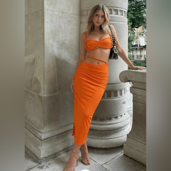 Micas Dresses & Skirts - Micas Ruched Backless Cami Top And Cut Out Skirt Set Size XS MA1-12